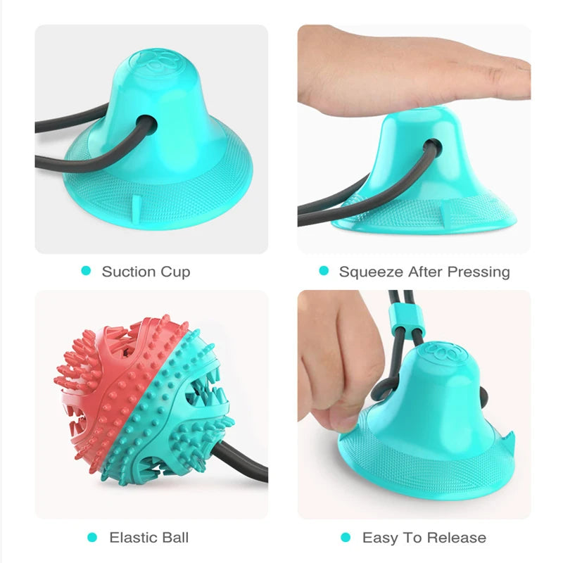 Dog Chew Toys with Molar Leakage Food-Device Suction Cup Vent Resistance Bite Tug Gnawing Playful Pet Products Accessories