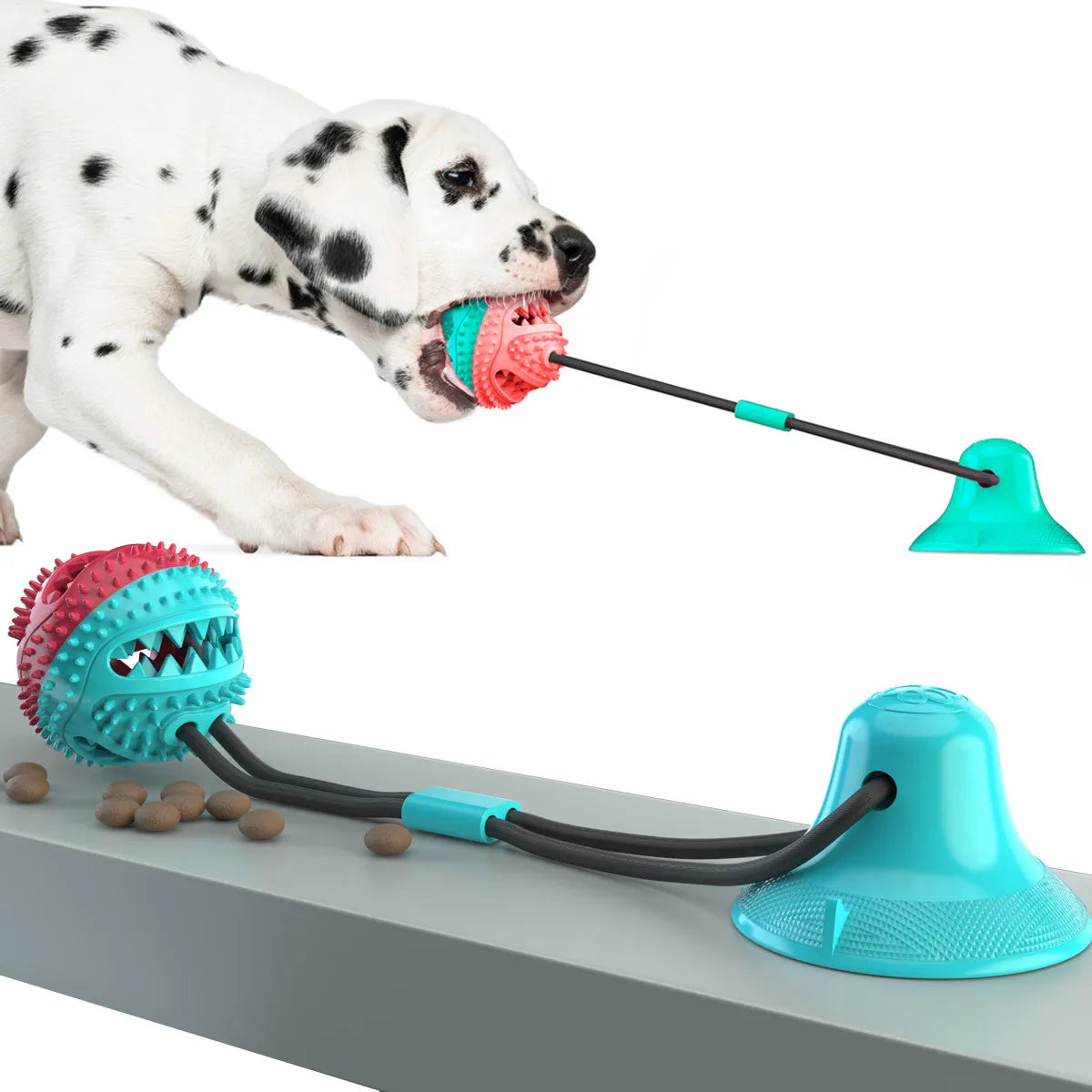 Dog Chew Toys with Molar Leakage Food-Device Suction Cup Vent Resistance Bite Tug Gnawing Playful Pet Products Accessories