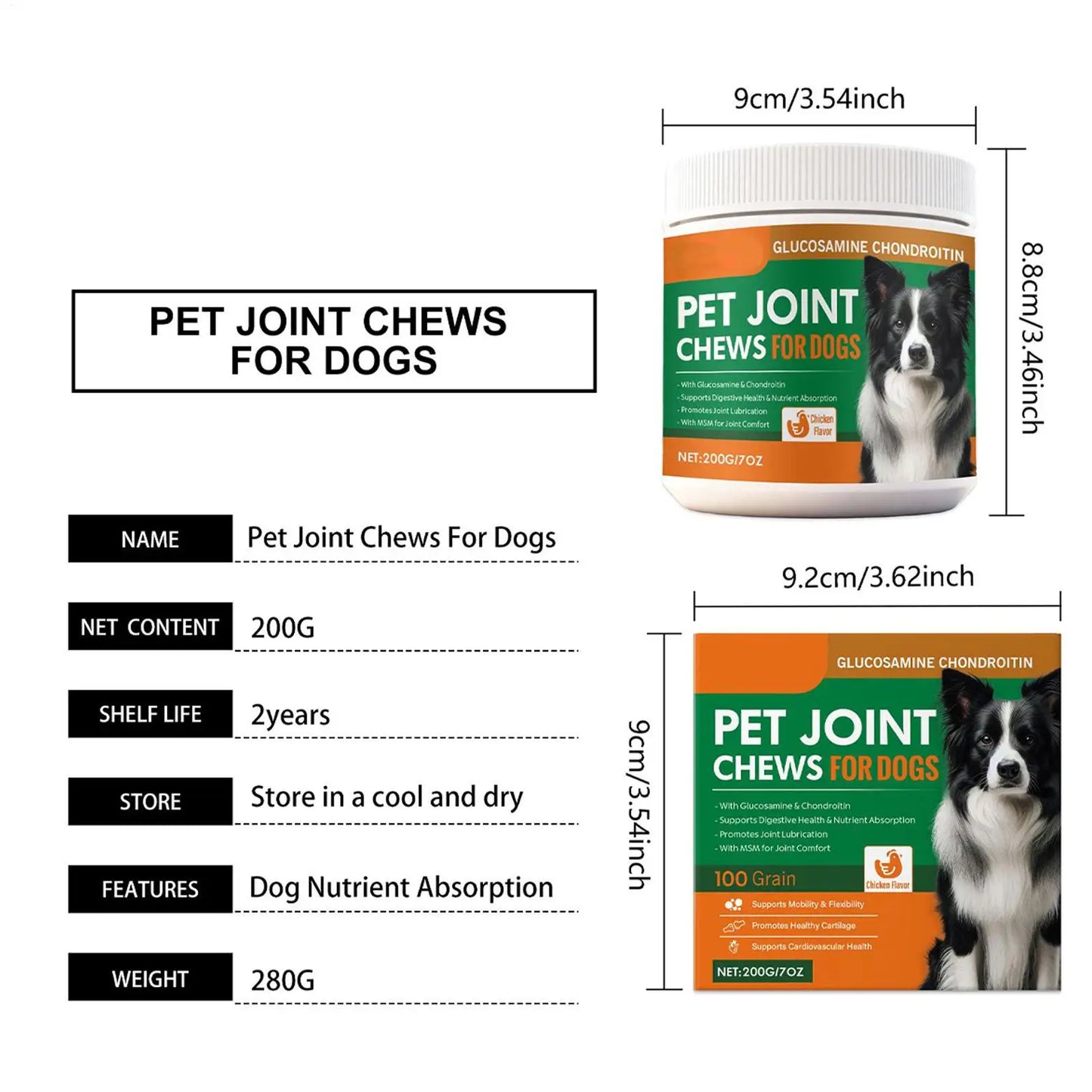 Dog Joint Supplement Chewable Pill 100-piece Dog Joint And Hip Supplement For Home Travel Daily Care Digestive Absorption Pet