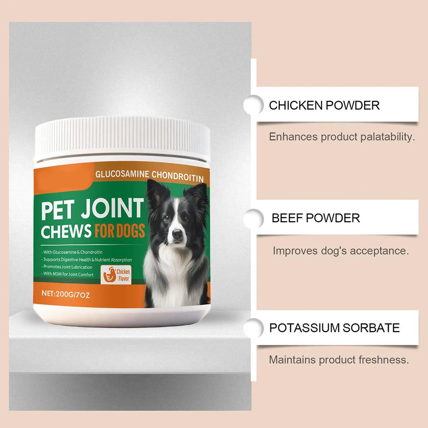 Dog Joint Supplement Chewable Pill 100-piece Dog Joint And Hip Supplement For Home Travel Daily Care Digestive Absorption Pet